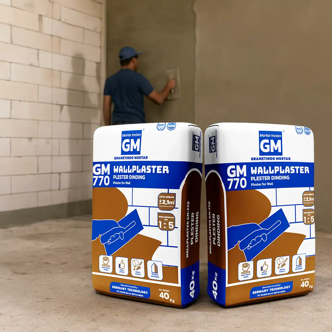 gambar plester dinding dari Grametindo Mortar GM 770