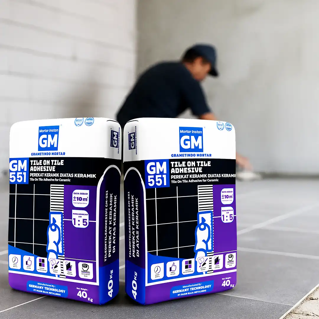 gambar tile on tile adhesive dari Grametindo Mortar GM 551